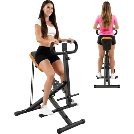 Faltbare Squat-Maschine für Gesäßtraining mit Bändern, Digitaldisplay, Schwarz (1/5)