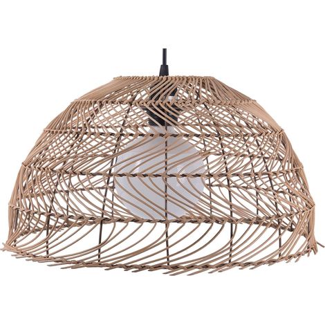 Beliani – Lampe suspension en rotin naturel marron clair E27 max. 60W – Éclairage ambiant pour chambre ou salon – Style bohème et campagne