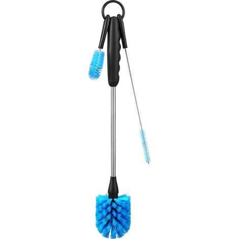 Brosse à Bouteille, Ensemble de brosses de Nettoyage Bottle avec Manche Long Rondelles pour Bouteille étroite Bière, Carafe, Bouteilles d'eau, Thermos (1/4)