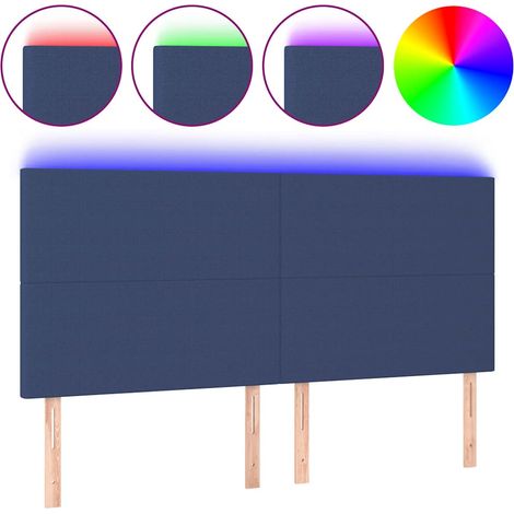Maison Exclusive - Cabecero con luces LED tela azul 160x5x118/128 (1/5)