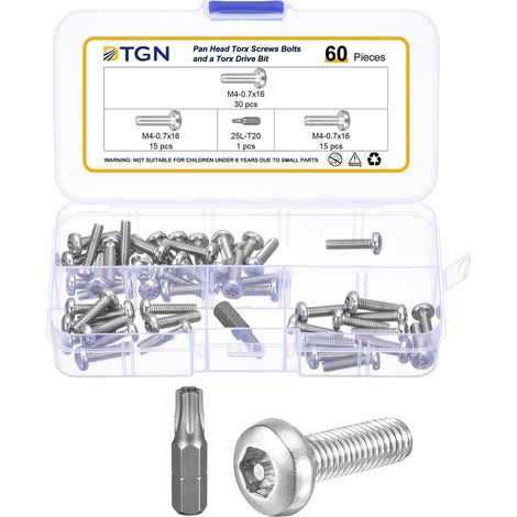 Vis de sécurité Torx tête cylindrique M4x16mm 60 Inox 304 (1/5)