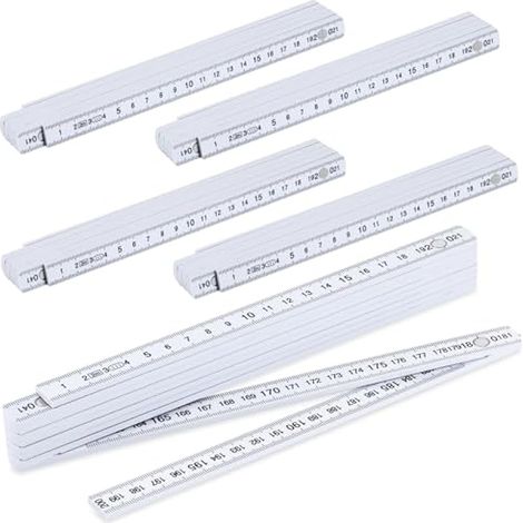 Lot de 5 règles pliantes 2M, règle pliante en fibre de verre et plastique blanc, règle métrique multi-angle à 10 plis, règles pliantes portables avec verrouillage précis pour menuisiers, constructeurs