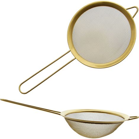 COLADOR DE COCINA DE ACERO INOXIDABLE DORADO CON COLADOR DE MALLA FINA (1/5)