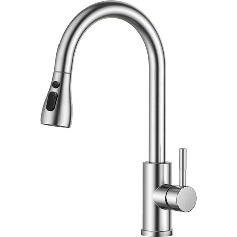 Grifo De Cocina - Grifo De Alta Presión Con Boquilla Extraíble - Rotación 360° - Dos Modos De Chorro - Acero Inoxidable - Unidad (1/5)