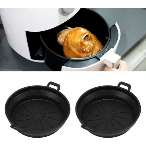 Accessoires pour friteuse à air en silicone à double panier avec poignées, vendus en noir (2 paniers par paquet). (1/5)