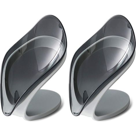 Lot de 2 porte-savons en silicone avec drainage triangulaire, pour salle de bain, douche ou cuisine (1/4)
