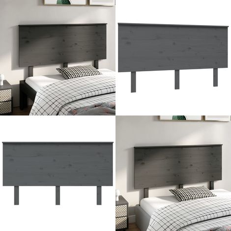 Testiera per Letto Grigia 144x6x82,5cm Legno Massello di Pino - Testiera in legno massello - Testiera per letto grigia