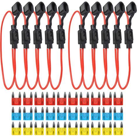 Packung mit 10 Kfz-Sicherungshaltern mit vollständig gekapseltem Gehäuse, Flachsicherungshalter, wasserdichter Kfz-Sicherungshalter, Inline-Flachsicherungshalter (1/4)