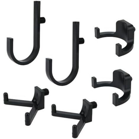 6pcs Crochets à Outils pour Abri de Rangement, Cintre en Forme V J U Étagères Organisateur Rangement Organiser Les Échelles et Gros Objets (Noir) -