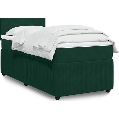 Boxspringbett mit Matratze Dunkelgrün 90x200 cm Samt