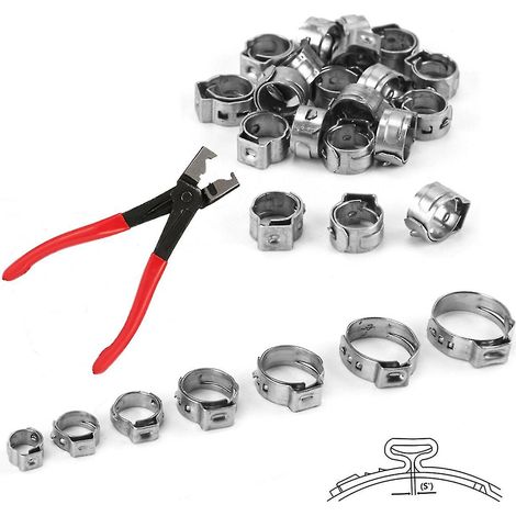 130 pièces de tuyau à une seule oreille sans palier 7-21 mm tuyau en acier inoxydable 304 avec pince à sertir pour tuyau [db]-AquaForge