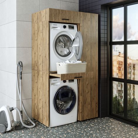Roomart DUO-I Waschmaschinenschrank 112 cm, Eiche