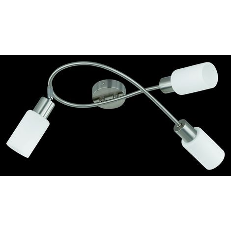 Lámpara de Techo Níquel Brazo Curvo 3 Focos Orientables Pantallas Cristal Mars Trio Lighting (1/2)