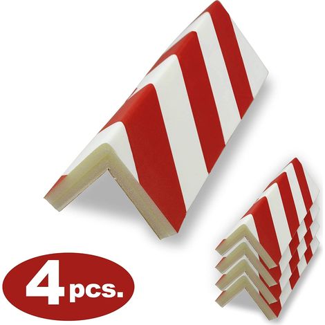 Set of 4 self-adhesive, anti-collision sponge corner protectors for cars, 40 cm, red and white, to prevent collisions and scratches (1/5)