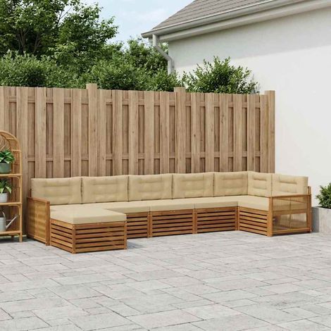 vidaXL Outdoor-Sofagarnitur mit Kissen 7 pcs Natur und Beige (1/5)