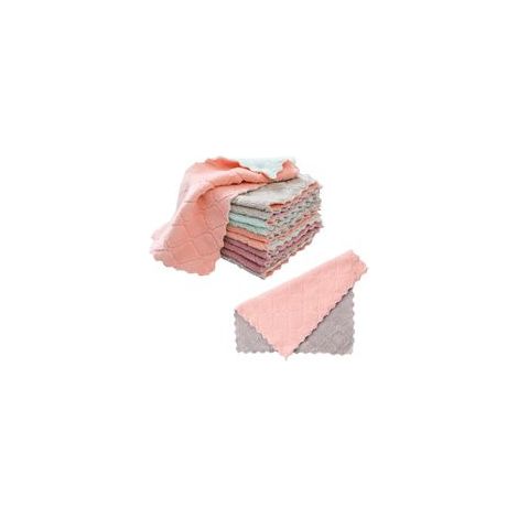 Lot de 12 torchons en velours corail, chiffons de nettoyage de cuisine, chiffons en microfibre, chiffons absorbants et éliminant l'huile, lavettes