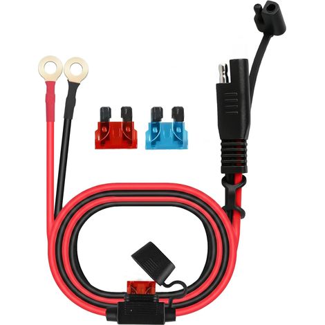 Câble de Charge SAE, 12V Connecteur SAE Borne en O Anneau avec Fusible 10A Câble d'extension à Déconnexion Rapide Transfert Énergie Stable Protection Circuit pour Moto Voiture Tracteur (1/5)