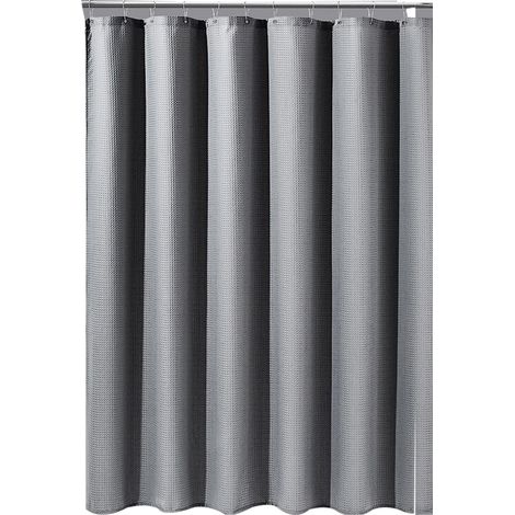 1 Rideau de douche, Polyester épais, Motif gaufré, 12 œillets antirouille, Salle de bain, Hôtel (1/5)