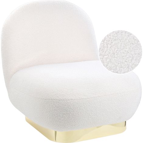Sillón blanco dorado tela bouclé base dorada contemporáneo glamour Loviisa (1/5)