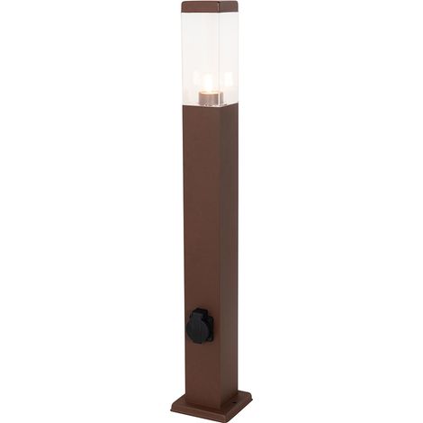 QAZQA Diseño Lámpara de exterior marrón óxido 80 cm con enchufe IP44 - Malios Acero /Plástico Alargada Adecuado para LED Max. 1 x 60 Watt