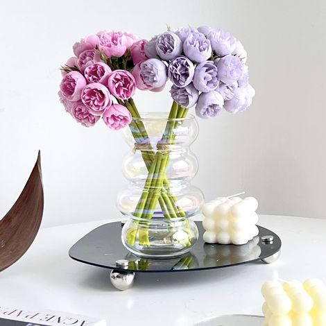 Vase hydroponique en verre transparent pour fleurs, forme géométrique, 4 niveaux, moderne, décoration à bulles pour maison, bureau et table de mariage, 18 cm, irisé (1/5)