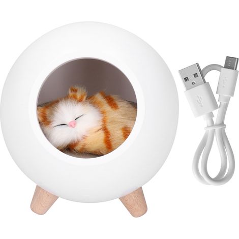 veilleuse-Lampe de nuit LED pour animaux de compagnie avec USB et toucher dimmable - Maison décorative pour enfants et bébés (chat inclus) (1/5)