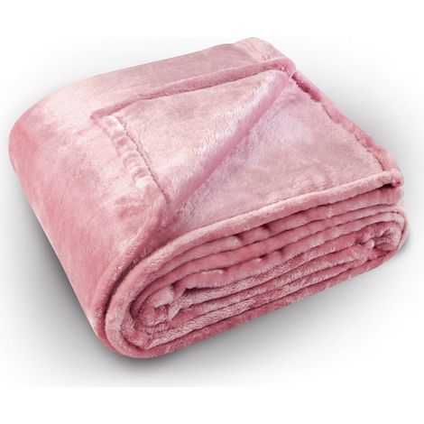 Couverture polaire uni rose - 220x240cm - Rose