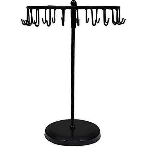 Présentoir rotatif à 23 crochets pour colliers, pendentifs et bracelets, noir (1/5)