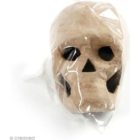Objet décoratif - Tête de mort - Papier mâché - 10 x 7 x 7 cm - Beige