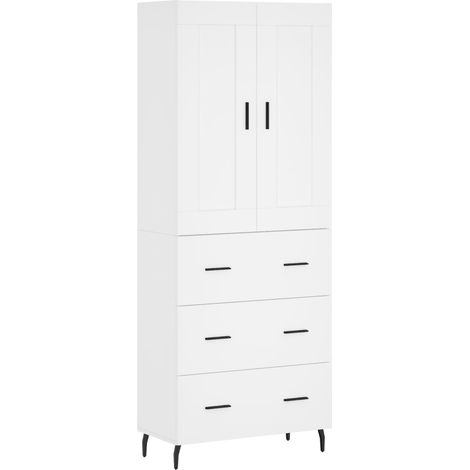 Aparador cómoda mueble de almacenaje organizador cocina salón salón alto 695 x 34 x 180 cm madera de ingeniería blanco 020032596