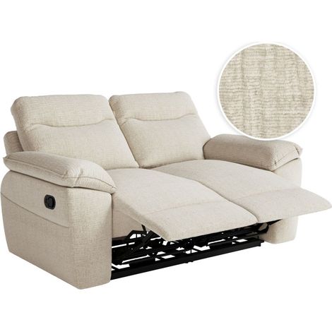 Canapé de relaxation manuel ROSS 2 places en tissu texturé 3D - Beige