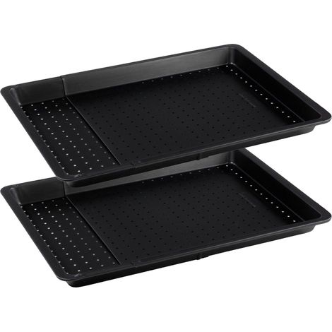 Lot de 2 plaques à pizza rectangulaires perforées extensibles 37 à 52 x 33 cm Zenker Black Metallic