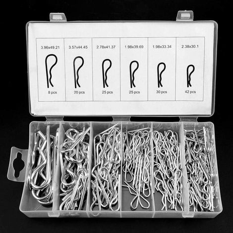MINKUROW 150 Piezas Pasadores De Chaveta De Acero Inoxidable R Pasador De Chaveta Resistente Chapado En Zinc Pasador De Chaveta Con Resorte R Clips 6 Tamaños Kit Surtido De Pasadores De Sujeción De Ho (1/5)