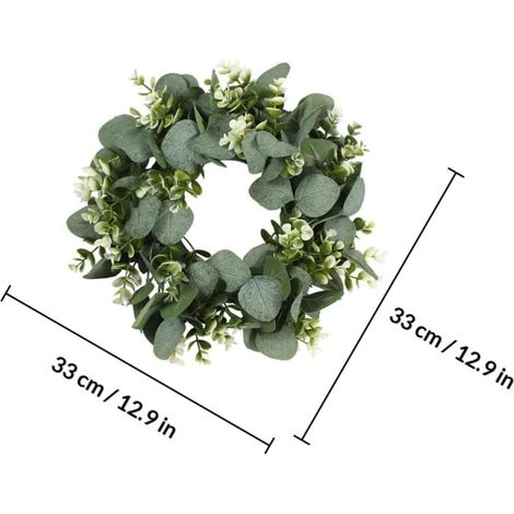 Artificial Eucalyptus Wreath for Front Door, 2pcs in Green Plastic, Elegant Hanging Spring Garland for Wedding and Decoration (1/5)