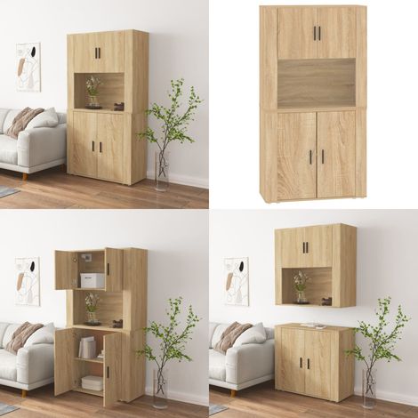 Buffet haut Chêne sonoma Bois d'ingénierie - Buffet Design - Buffet Moderne - Buffet En Bois - Buffet Rangement - Buffet Mural - Home & Living (1/5)