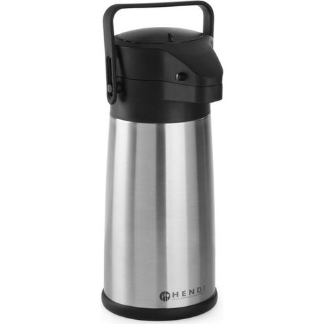 Stahl-Thermoskanne für die Gastronomie mit Pumpe für Heißgetränke, Fassungsvermögen 2,2 l - Hendi 448908 (1/5)