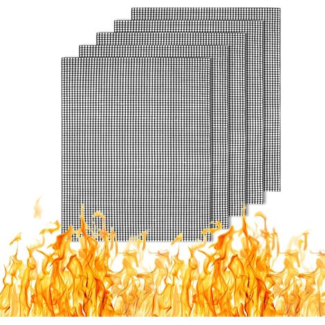 5 Pack BBQ Mesh Mats, 33 x 40cm Non-Stick Reusable Grill Mats, Suitable for Charcoal, Gas and Electric Grills, The Perfect BBQ Cooking Accessory. (1/5)