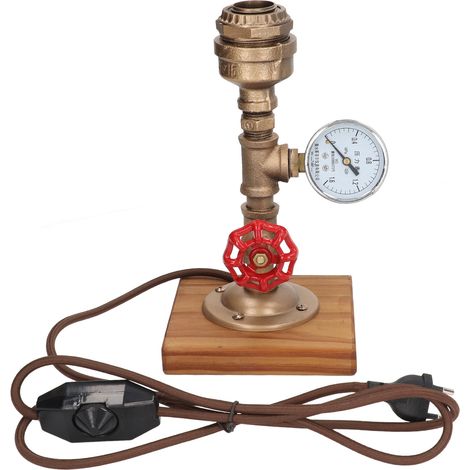 Lampe de table rétro style industriel, en acier malléable et pin carbonisé, pour café, prise UE 220V, sans ampoules