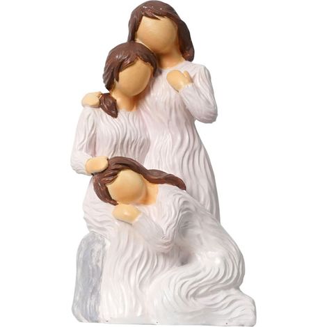 Sculpture Résine Famille 3 Femmes Allongées Blanche Décoration Bureau Imitation Bois Ornement Boîte à Bijoux Cadeau Noël (1/5)