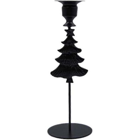 Bougeoir en métal noir en forme de sapin de Noël pour les fêtes (1/5)