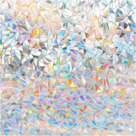 Rainbow Window Film Privacy Stained Glass Window Film Non-Adhesive 3D Static Cling Window Film Removable Vinyl Decorative Window film Rainbow Effect Anti UV for Home Office 45 x 200 cm (1/5)