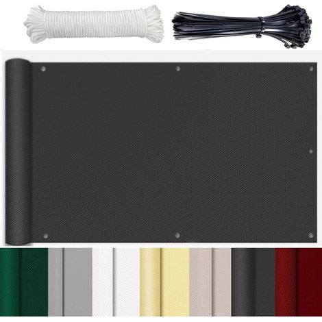 Store LatéRal pour Balcon Et Terrasse Store LatéRal Pare-Soleil Brise-Vue Résistance à la déchirure avec Trous et Serre-câbles aux Intempéries Cache Balcon Protection UV Anthracite 80x800cm (1/5)