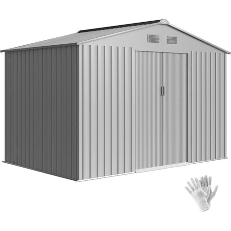 Abri de jardin Extérieur 4,9 m² 277x195x192 cm de porte Corredera Ventilación et Kit de Fetación gris (1/5)