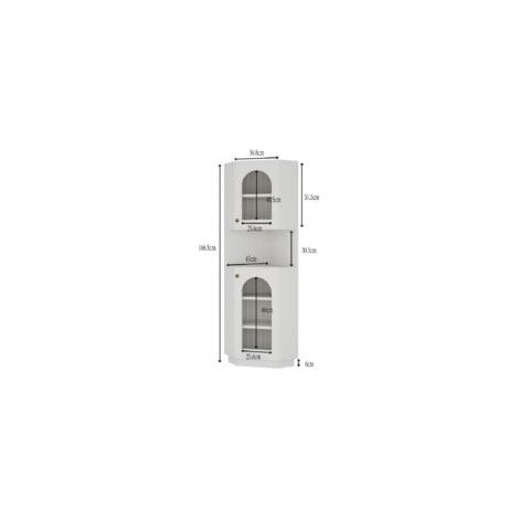 Meuble d’angle avec bande LED – Dimensions 45 x 45 x 166,5 cm, étagères réglables, 2 portes en verre, pour salon, cuisine et salle de bain, blanc – Optimisation d’angle lumineuse (1/5)