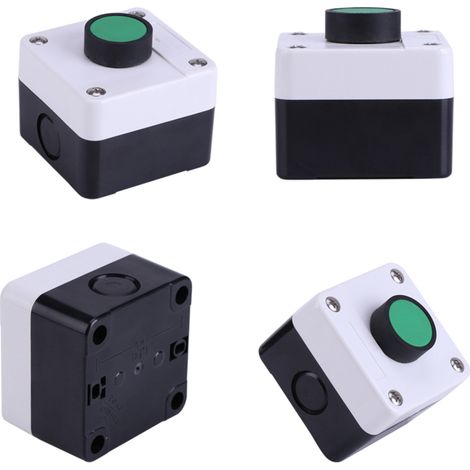 Boîtier de commande à bouton-poussoir vert étanche - Pour ouvre-portail ou portail automatique - Protection contre les intempéries (1/5)
