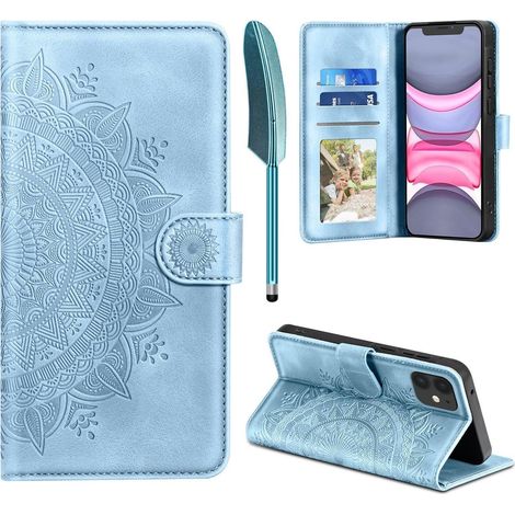 iPhone 11 Hülle mit Kartenfach, Ständer und Magnetverschluss, Himmelblau (1/5)