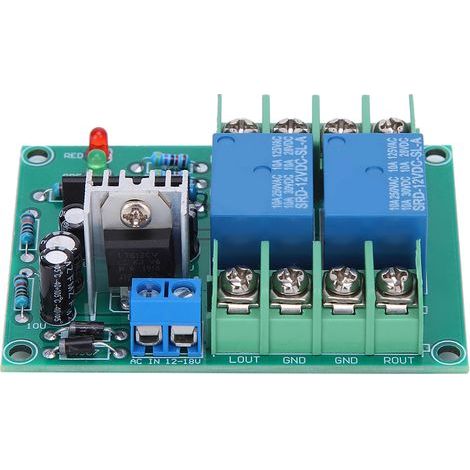 Module Stable Fiable, Circuit imprimé de Haut-parleur, Composant de Retard de Mise Sous Tension à Double Canal 10 A AC12-18 V, Coffre-fort Simple et Indicateur LED, Relais Haute. (1/5)