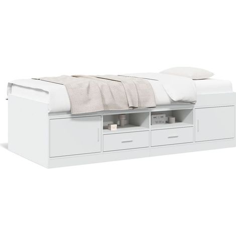 Maison Exclusive - Divano Letto con Cassetti senza Materasso Bianco 75x190 cm