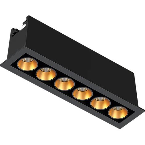 Faretto LED Incasso Rettangolare Triplo 11W CRI90 Fascio 24° Nero – 3000K 4000K 6000K - Colore della luce: Luce calda