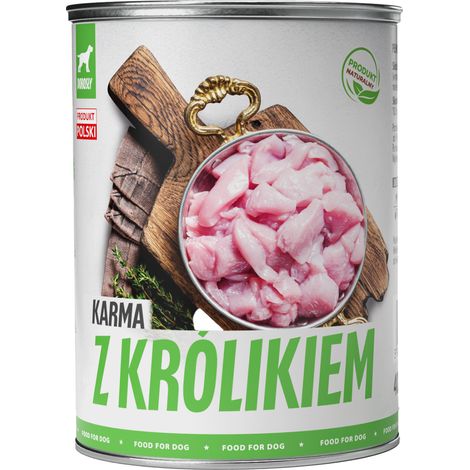 Comida húmeda para perros TufTuf, lata de conejo de 400 g, carne en conserva.